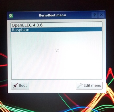Berryboot system menu